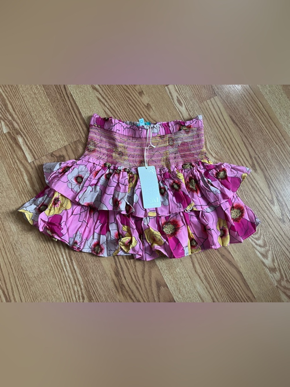 TAJ by Sabrina Crippa Violeta Mini Skirt in Antelope Valley Pink Size Small NWT